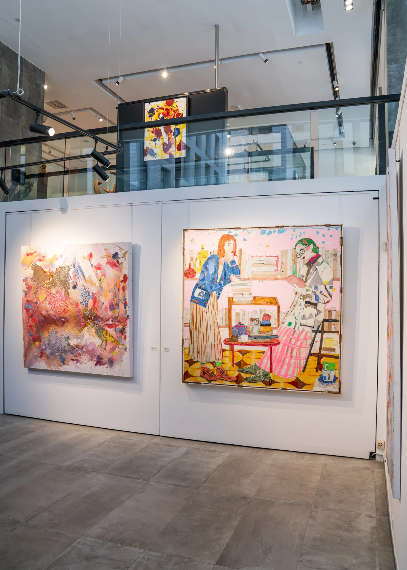 Contemporary works hung on the gallery wall at Opera Gallery DIFC