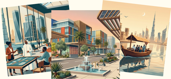 Illustrations of business life in Dubai
